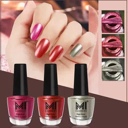 MI FASHION Set Of 3 High Shine Long Lasting Shimmer Nail Paint - 12ml Each-picture-32