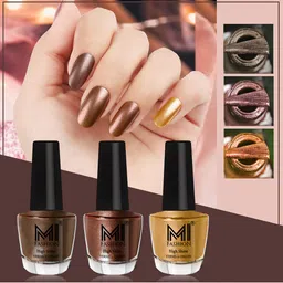 MI FASHION Set Of 3 High Shine Long Lasting Shimmer Nail Paint - 12ml Each-12