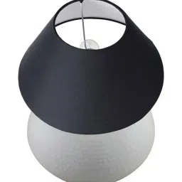 Homesake White Hammered Pitcher Table Lamp With Black Cone Shade (Bulb Included) - Set of 1 image 3