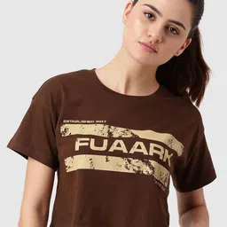 FUAARK Women Brand Name Printed Anti Odour Pure Cotton Crop T-shirt-image-29