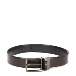Louis Philippe Brown Leather Solid Reversible Belt-image-16