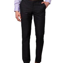 Park Avenue Black Smart Fit Checks Trousers-image-16