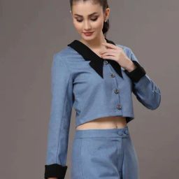 KASSUALLY Blue Regular Fit Cropped Shirt-picture-48