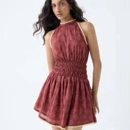 Bombay Paisley by Westside Red Printed Halter-Neck Cotton A-Line Dress-picture-39