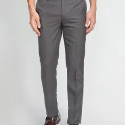 Arrow Dark Grey Regular Fit Flat Front Trousers-picture-15