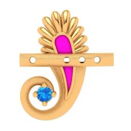 P.C. Chandra Jewellers 18k Yellow Gold Striking Blue Gem Curled Designer Pendant-image-11