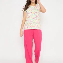 Clovia White Cotton Comfort fit Floral Sleepwear Robes-image-102