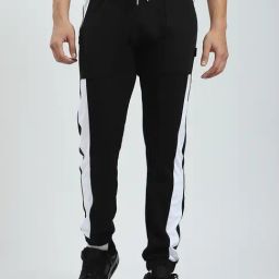Rock.It Black Regular Fit Colour Block Joggers-image-19