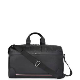 Tommy Hilfiger Norwich Black PU Textured Duffle Bag-image-42