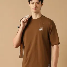 Peter England Brown Cotton Regular Fit T-Shirt-picture-19