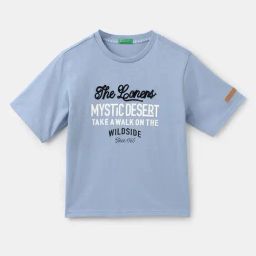 United Colors of Benetton Kids Blue Cotton Printed T-Shirt-image-62