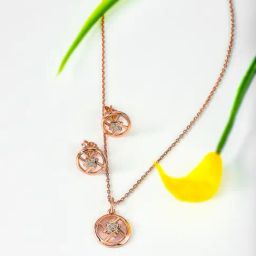 Silberry 92.5 Sterling Rose Gold Bouquet Pendant Set-image-96