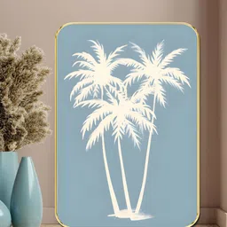 Myntra Elegant Homes Blue & White Wood Tropical Palm Tree Sparkle Wall Art-image-20