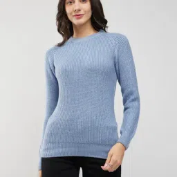 Fablestreet Blue Acrylic Regular Fit Sweater-image-32