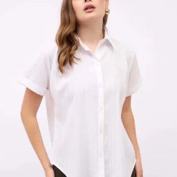 Styli White Cotton Regular Fit Self Pattern Shirt-picture-13
