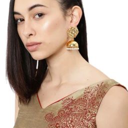 Zaveri Pearls Clear & Pearl White Alloy Jhumki Earrings-image-54