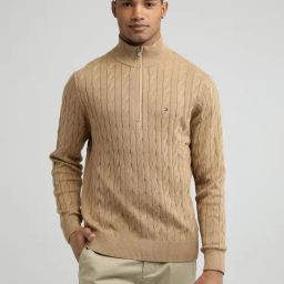 Tommy Hilfiger Brown Cotton Regular Fit Self Pattern Sweatshirt-26