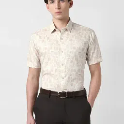 Van Heusen Beige Cotton Slim Fit Printed Shirt-image-58