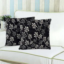 Saral Home Black Chenille Cushion Covers - Set of 2-image-69