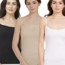Soie Multicolor Cotton Camisole (Pack Of 3)-64