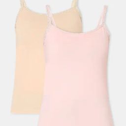 Vero Moda Intimates Beige & Light Pink Cotton Camisole (Pack Of 2)-image-48
