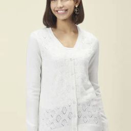 Honey by Pantaloons White Self Pattern Cardigan-image-76