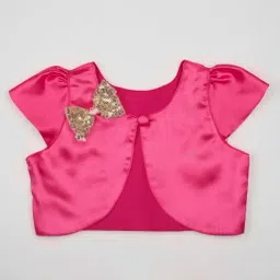 Many Frocks Kids Pink Embellished Shrug-image-70