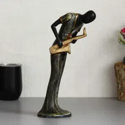 eCraftIndia Lady Playing Saxophone Musical Instrument Antique Finish Handcrafted Decorative Polyresin Showpiece-image-12