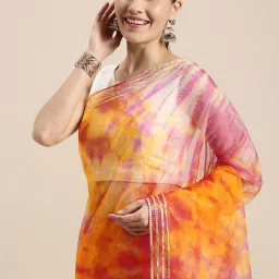Geroo Jaipur Multicolored Printed Saree With Unstitched Blouse image 3