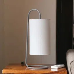 ExclusiveLane 'White Coiled' Handcrafted Arched Table Lamp In Iron (17 Inch)-picture-15
