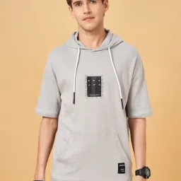 Street 808 By Pantaloons Steel Gray Loose Fit Hooded T-Shirt-picture-30