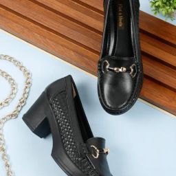 Flat n Heels Women's Black Pump Loafers-31