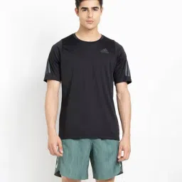 adidas Black Striped Round Neck T-Shirt-image-1