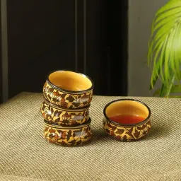 ExclusiveLane Yellow & Brown Ceramic Dip Bowl - Set of 4-3