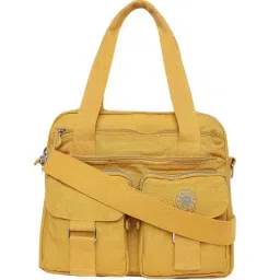 Baomi Yellow Solid Medium Handbag-15