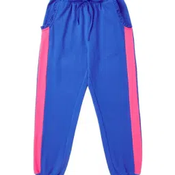 Cub McPaws Kids Blue & Pink Cotton Color Block Trackpants-image-35
