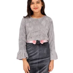 Cutecumber Grey Solid Full Sleeves Dress-image-59