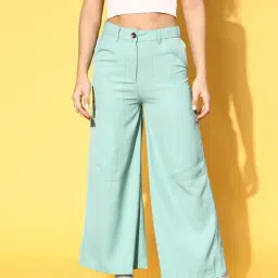 Melon by PlusS Turquoise Mid Rise Regular Fit Trousers-picture-37