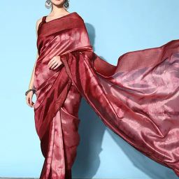 Saree Mall Maroon Cotton Silk Woven Saree With Unstitched Blouse-image-62