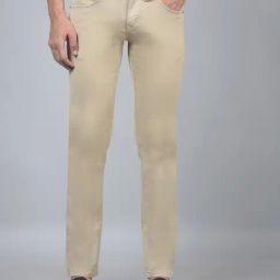Crimsoune Club Beige Blended Slim Solid Jeans-image-41