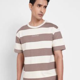 7 Alt By Pantaloons Brown Cotton Relaxed Fit Striped T-Shirt-picture-12