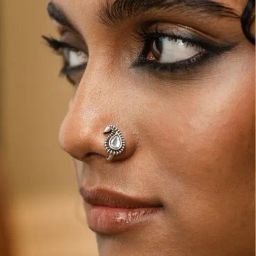 Shaya 925 Oxidized Silver Mauj Masti Nose Pin-picture-49