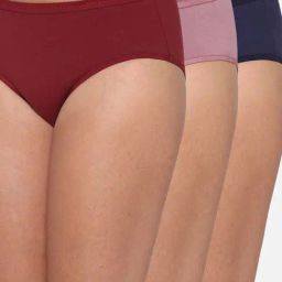 Wacoal Maroon & Pink Cotton Hipster Panty - Pack Of 3-image-89