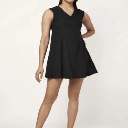People by Pantaloons Black Cotton Embroidered A-Line Dress-picture-33
