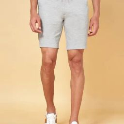 Byford by Pantaloons Light Grey Melange Slim Fit Self Pattern Shorts-picture-46