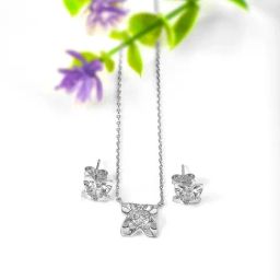 Silberry 92.5 Sterling Silver Floral Pendant Set-12