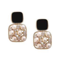 Oomph Pearls Square Western Partywear Black Drop Earrings image 3