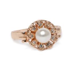 Zaveri Pearls Rose Gold Cubic Zirconia & Pearl Contemporary Adjustable Brass Finger Ring-ZPFK9939-13