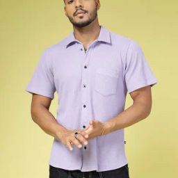 Rigo Light Purple Cotton Slim Fit Checks Shirt-image-64