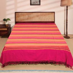 Fabindia Standalone Fuchsia Cotton Woven Single Bed Cover-image-98